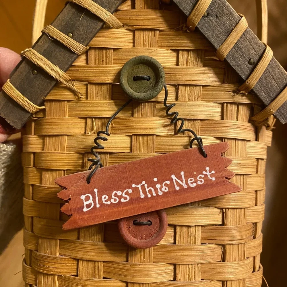 Bless This Nest Woven Birdhouse Basket Farmhouse‎ Decor Rustic